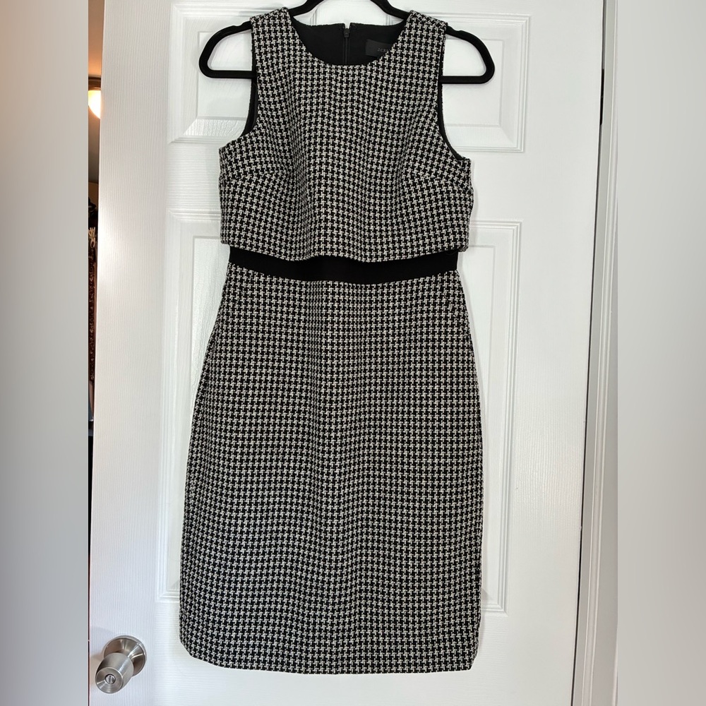 J. Crew Black and White Sheath Midi Dress size 4